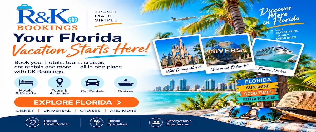 RK Bookings Florida travel services for hotels, theme parks, cruises and car rentals